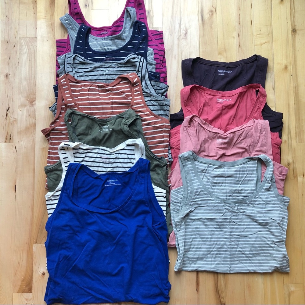 TWELVE maternity tanks - 8 from Motherhood Maternity, 4 from Gap Maternity
